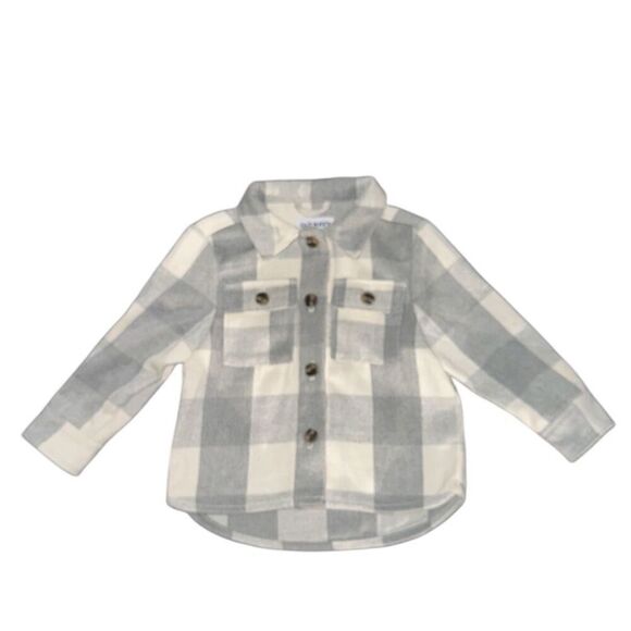 Old Navy Plaid Grey Shacket (Boys) - Picture 1 of 3